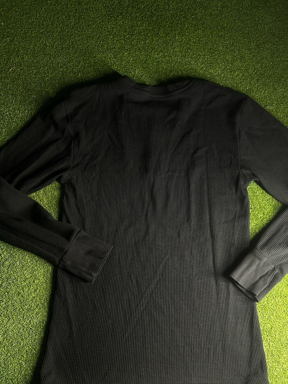 Men's Black Thermal Henley Long Sleeve Shirt - Picture 2 of 2